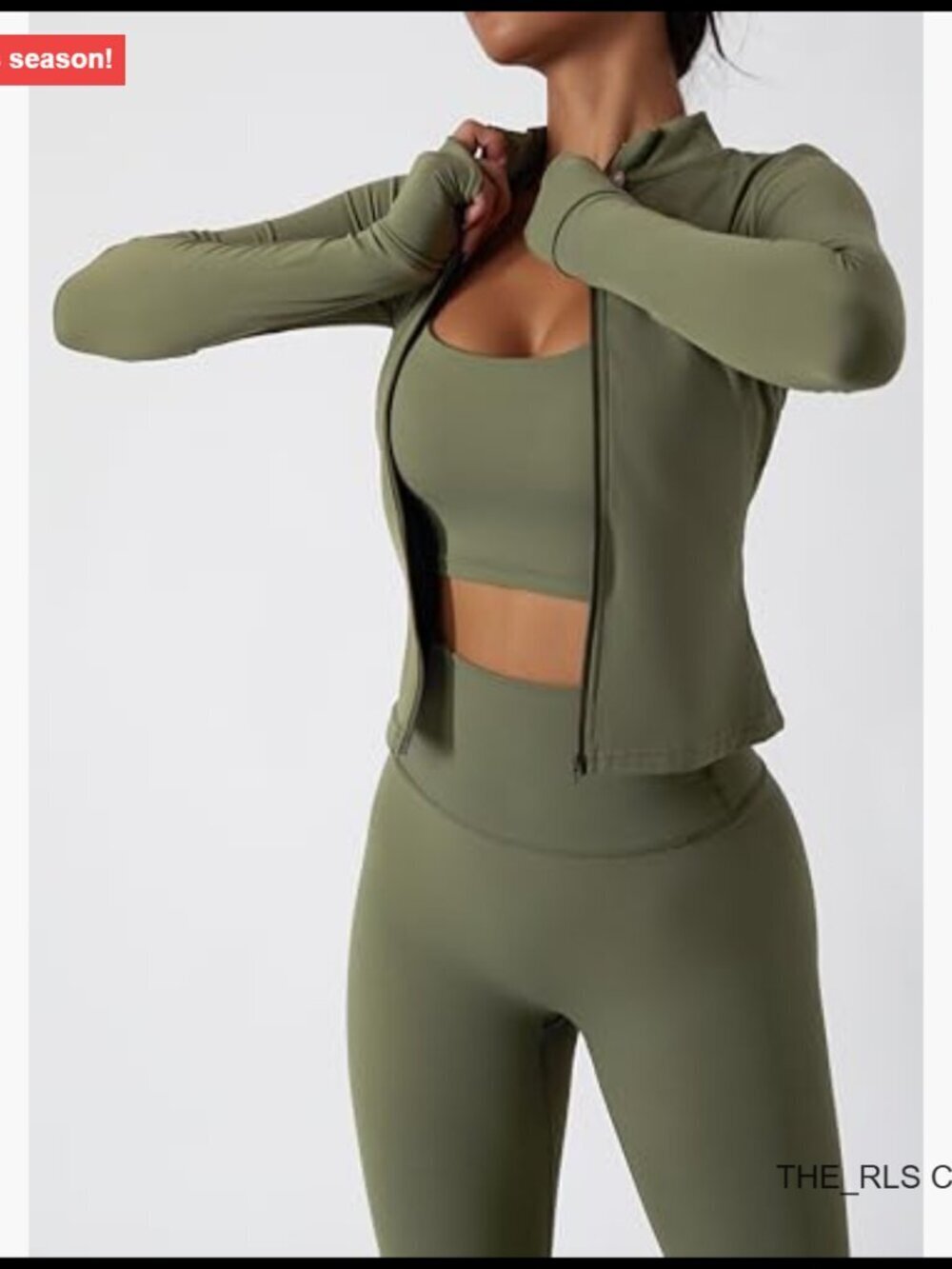 Two Piece Tracksuit Set with Long Sleeve Zipper Jacket and High Waist Leggings - Picture 2 of 7